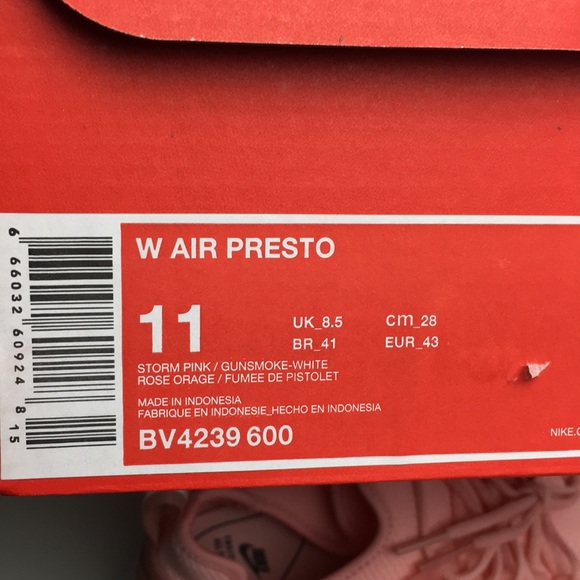 Nike Air Presto Storm Pink Running Shoes Womens 11 - Picture 8 of 8